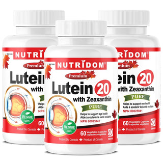 Nutridom Lutein with Zeaxanthin, 20 mg + 2 mg, 60 Veggie Capsules  - 3 PACK