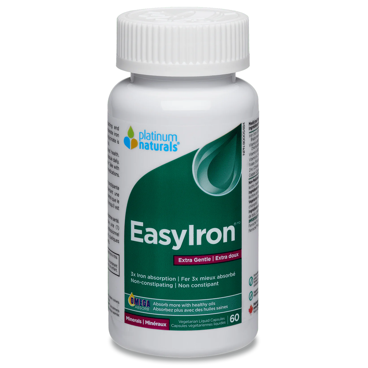 Platinum Naturals EasyIron Extra Gentle 60 Veggie Liquid Capsules