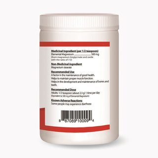 Nutridom Magnesium Bisglycinate Powder 500, 4.37 oz (124g)