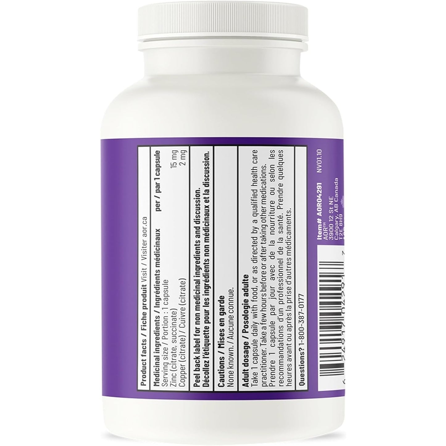 AOR Zinc-Copper Balance 17mg 100 Capsules