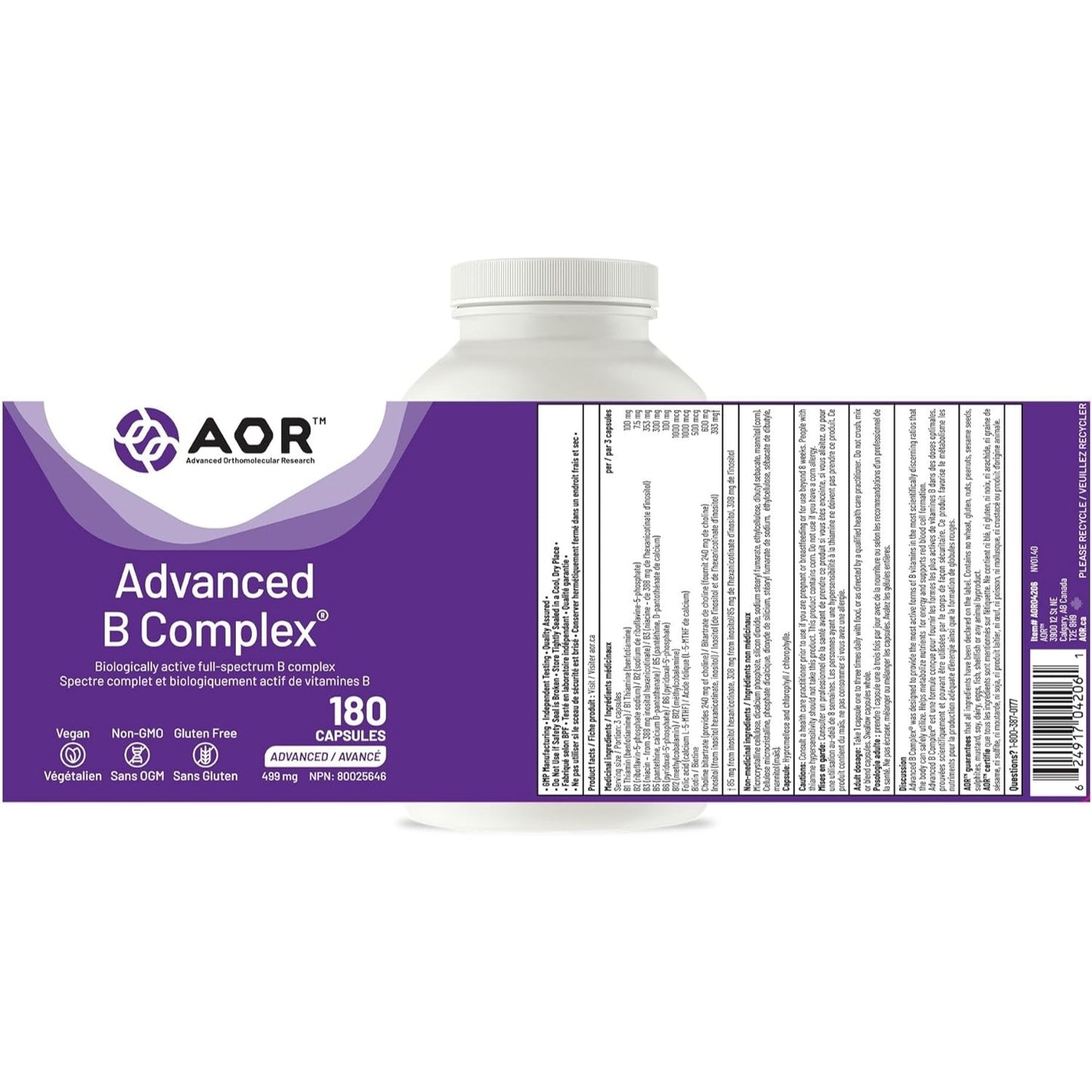 AOR Advanced B Complex 499mg 180 Capsules