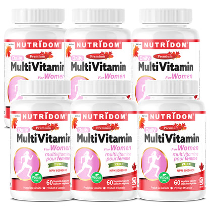 Nutridom Multivitamin for Women, 60 Veggie Capsules - 6 PACK