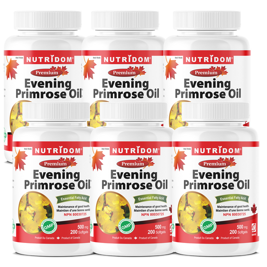 Nutridom Evening Primrose Oil, 500 mg, 200 Softgels - 6 PACK