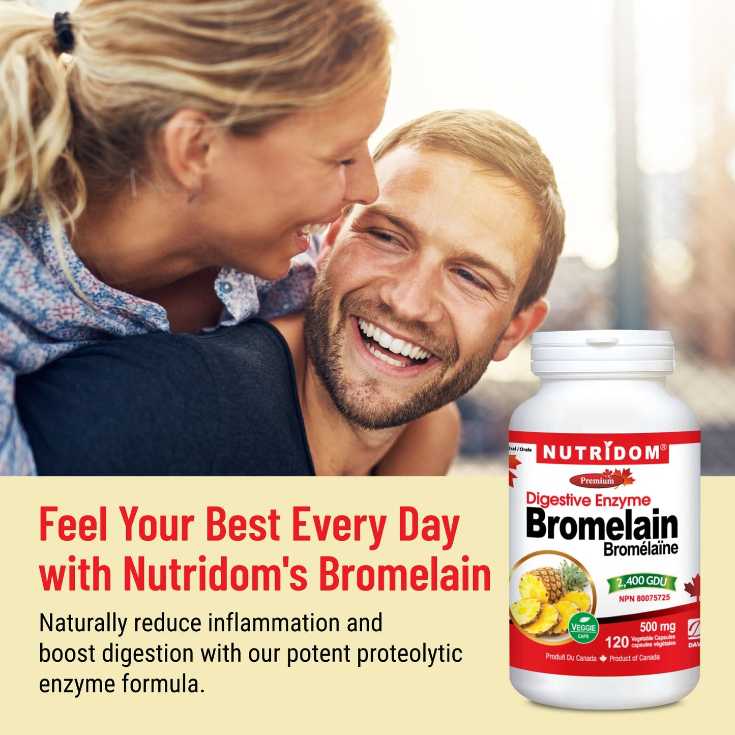 Nutridom Bromelain 2,400 GDU, 500 mg, Digestive Enzyme, 120 Veggie Capsules