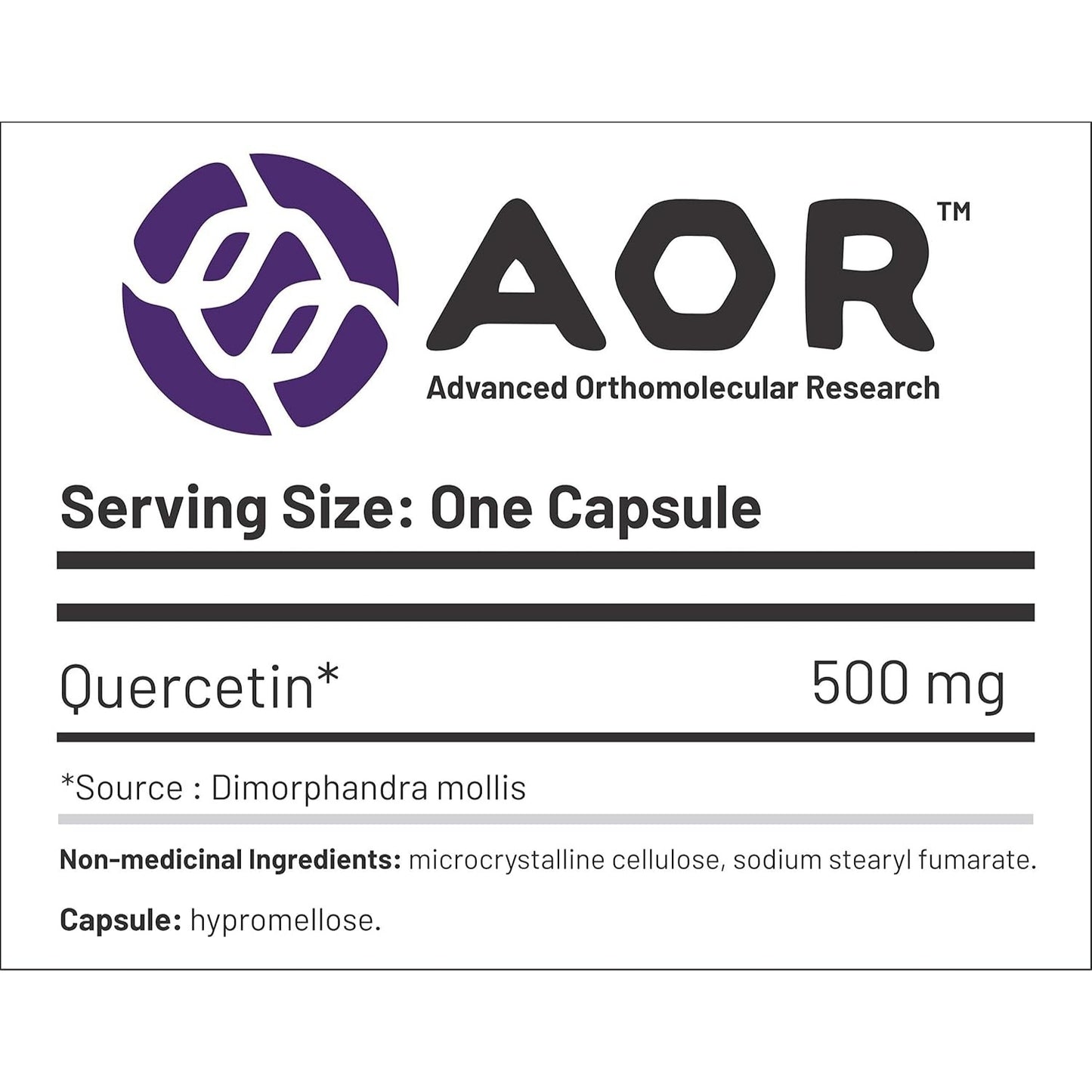 AOR Quercetin 500mg 200 Capsules