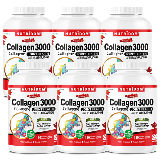 Nutridom Collagen 3000, Type II, 500 mg, 180 Veggie Capsules - 6 PACK