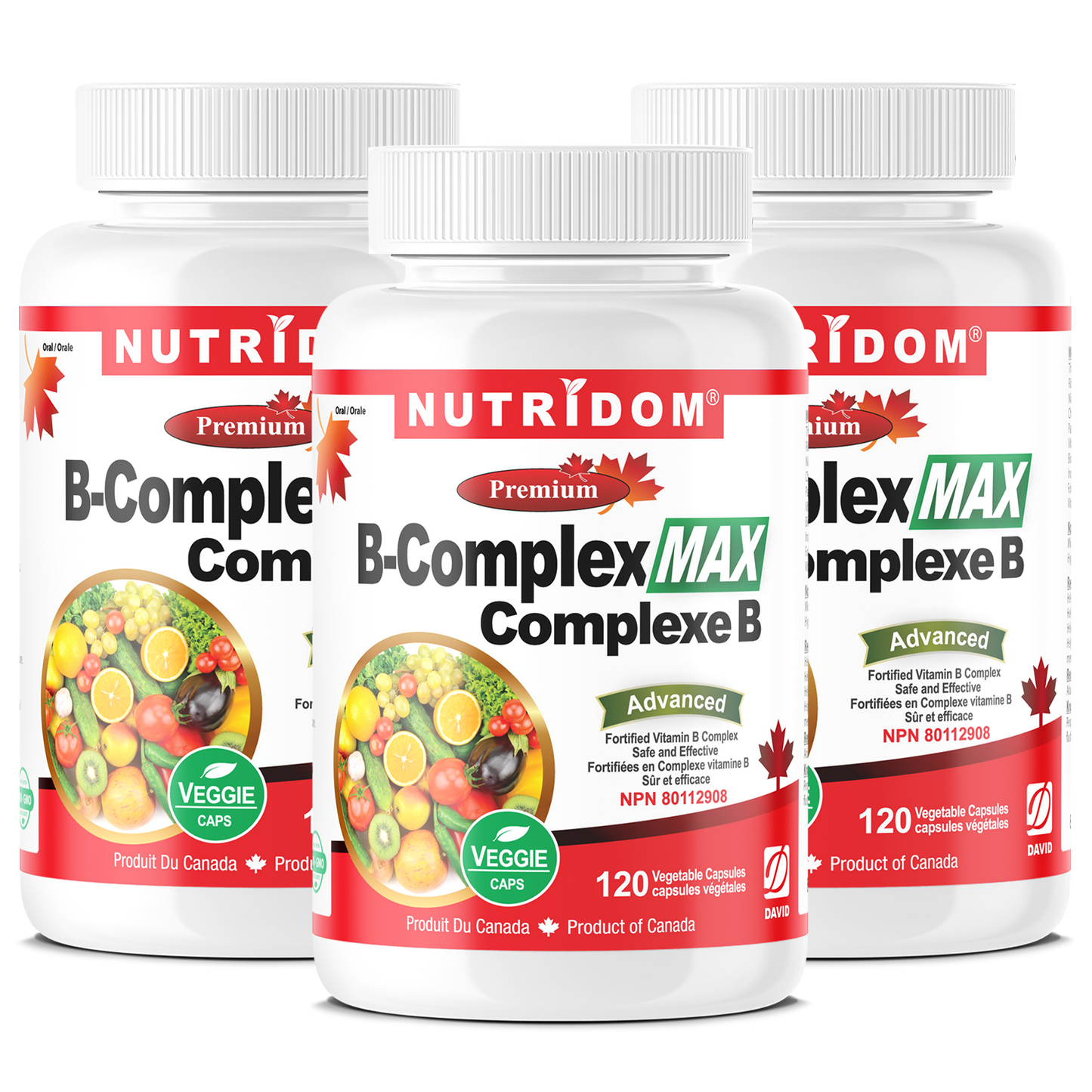 Nutridom Vitamin B-Complex MAX, 120 Veggie Capsules - 3 PACK