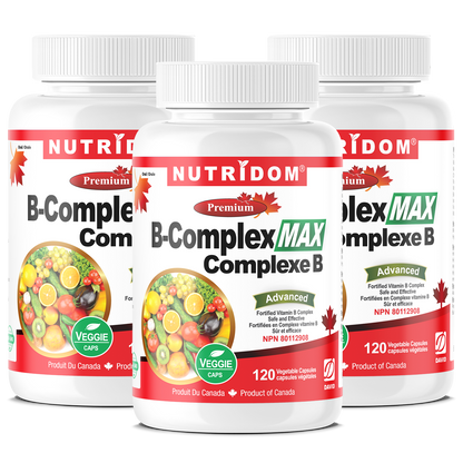 Nutridom Vitamin B-Complex MAX, 120 Veggie Capsules - 3 PACK