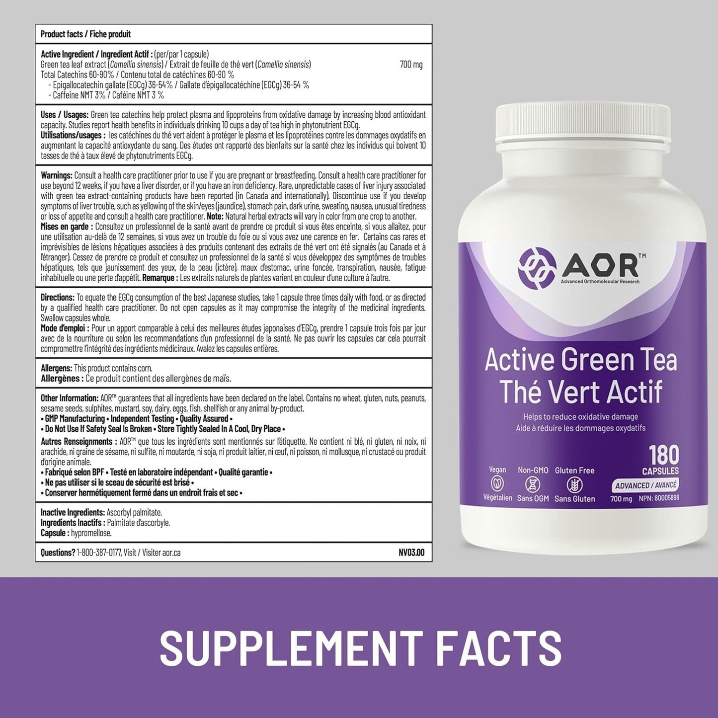 AOR Active Green Tea 700mg 90 Capsules