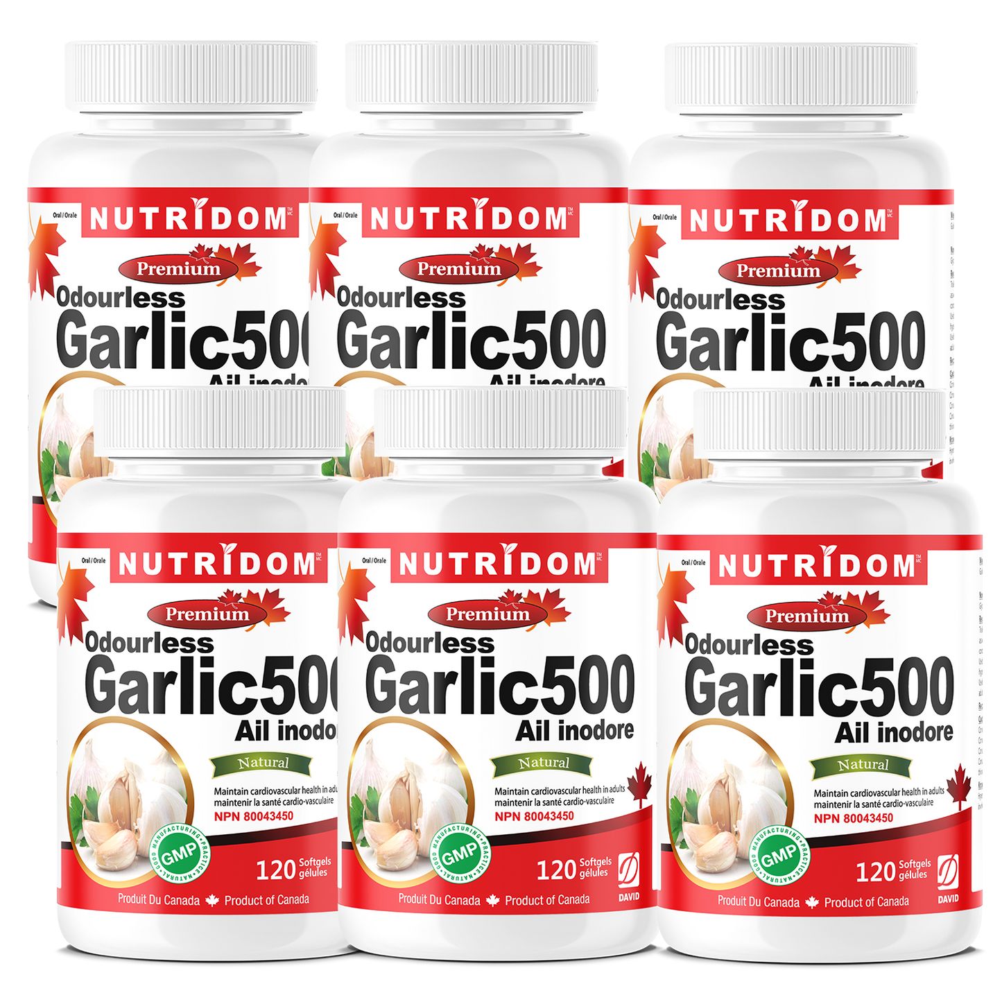 Nutridom Odourless Garlic Concentrate, 120 Softgels - 6 PACK