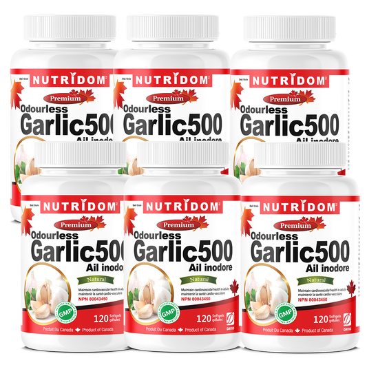 Nutridom Odourless Garlic Concentrate, 120 Softgels - 6 PACK