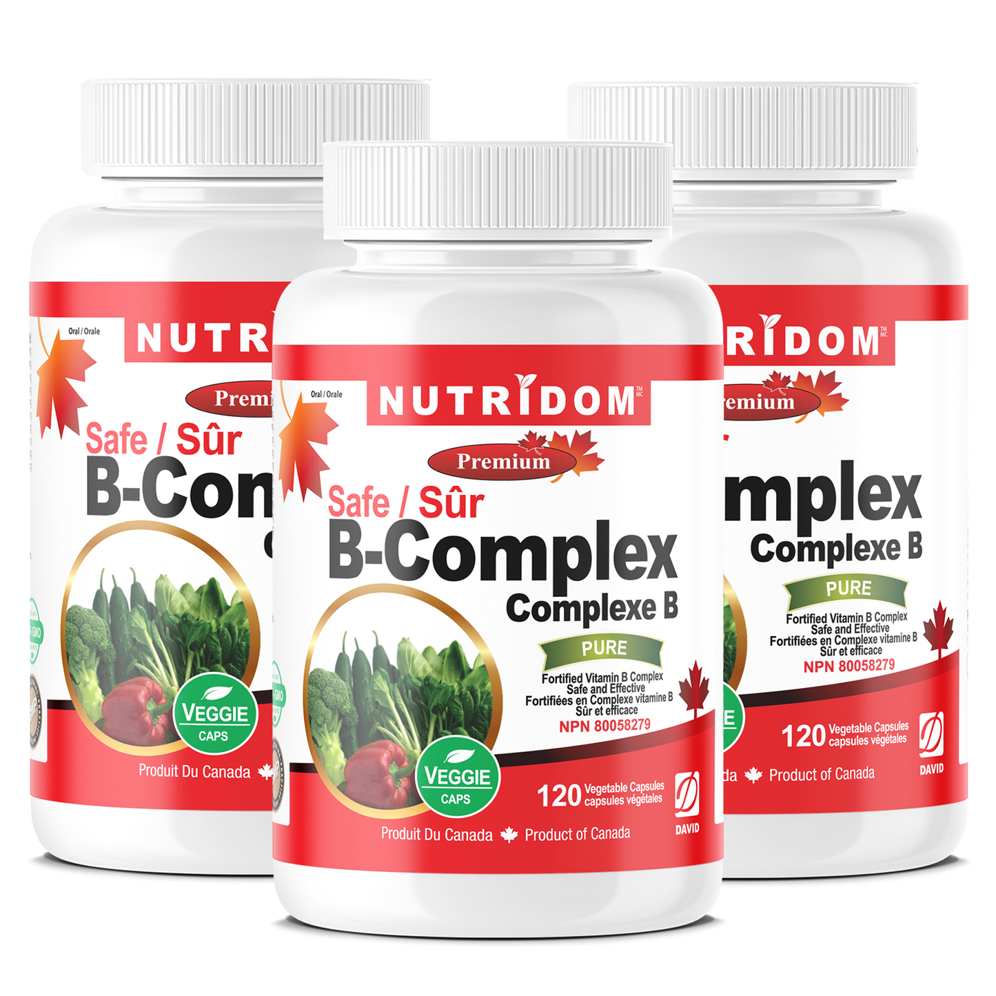 Nutridom Vitamin B-Complex SAFE, 120 Veggie Capsules - 3 pack