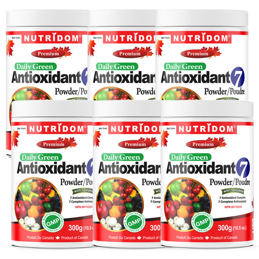 Nutridom Daily Green Antioxidant 7 with Spirulina / Chlorella Powder 300g - 6 PACK