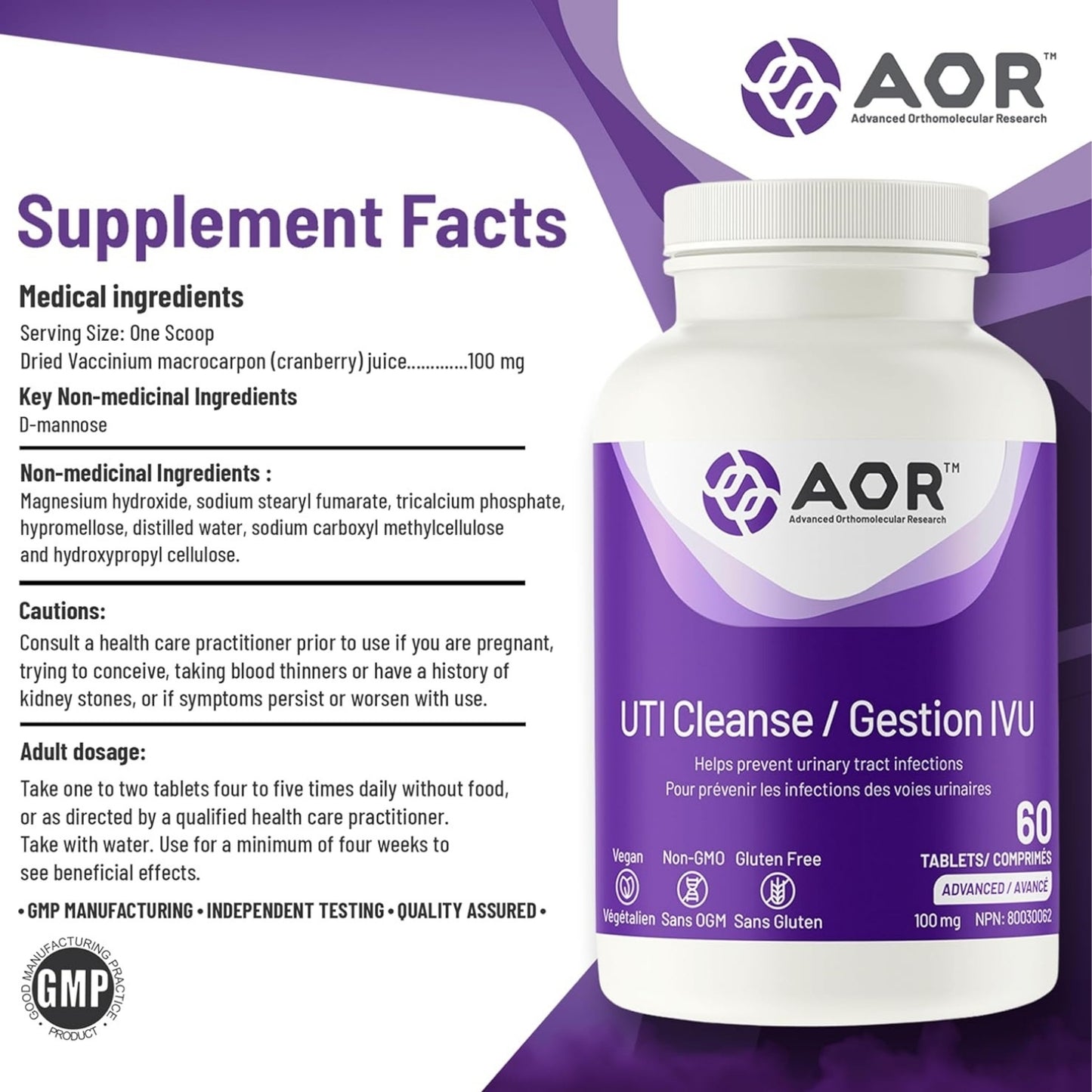 AOR UTI Cleanse 100mg 60 Tablets