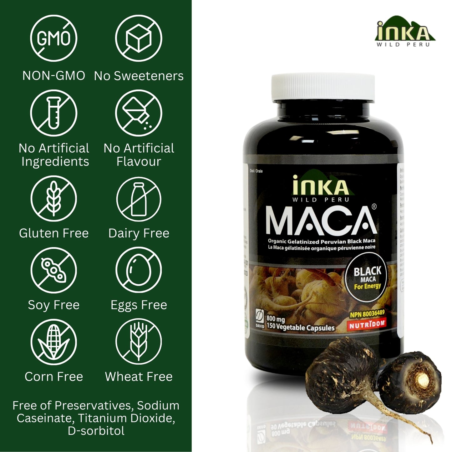 Inka Maca Black 800 mg 150 Vcaps - 3Pack