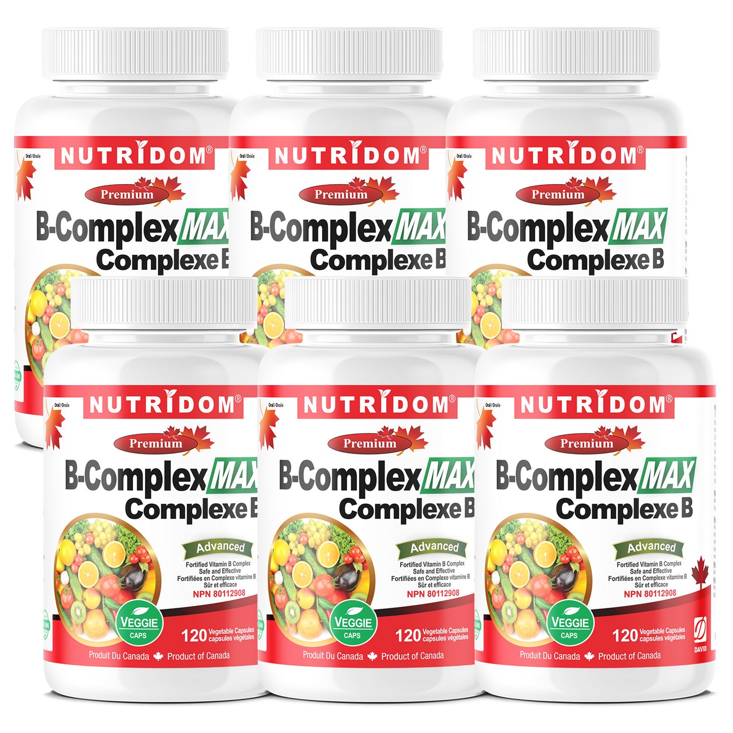 Nutridom Vitamin B-Complex MAX, 120 Veggie Capsules - 6 PACK