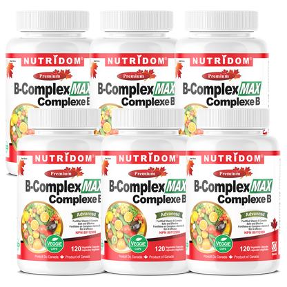 Nutridom Vitamin B-Complex MAX, 120 Veggie Capsules - 6 PACK