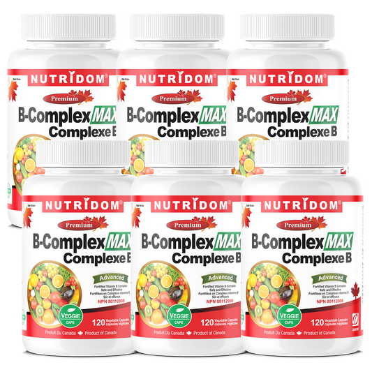 Nutridom Vitamin B-Complex MAX, 120 Veggie Capsules - 6 PACK