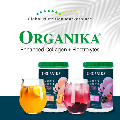 Organika Electrolytes + Enhanced Collagen - Juicy Strawberry Peach 360g