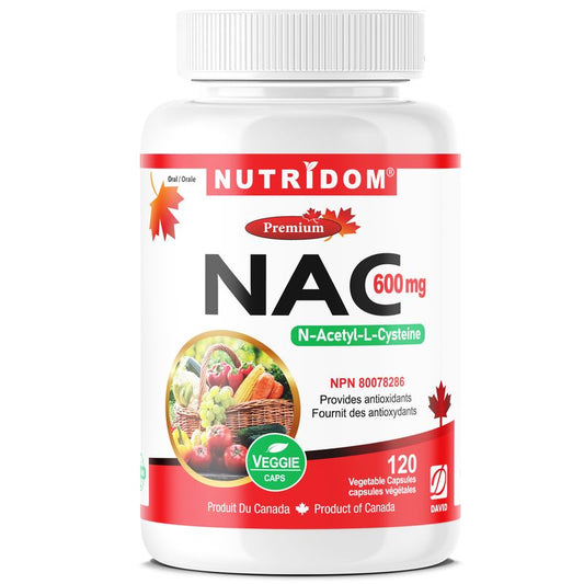 Nutridom NAC, N-Acety-L-Cysteine, 600 mg, 120 Veggie Capsules