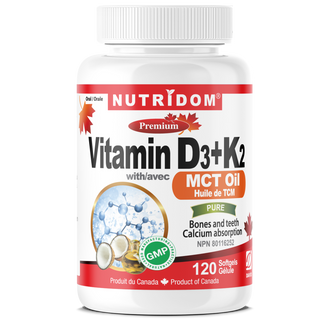 Nutridom Vitamin D3+K2 with MCT Oil 120 Softgels