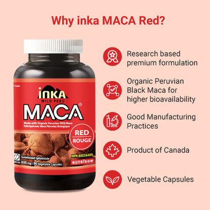 Inka Maca Red, 800 mg, Organic, Gelatinized, 90 Veggie Capsules