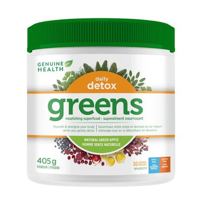 Genuine Health Greens + Daily Detox green apple 405g