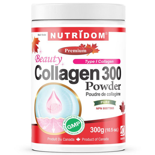 Nutridom Beauty Collagen 300, Hydrolyzed, Type I & III, Powder, Natural Berry Flavoured, 10.5 oz (300 g)