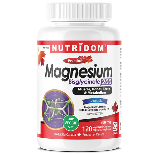 Nutridom Magnesium Bisglycinate, 200 mg, 120 Veggie Capsules