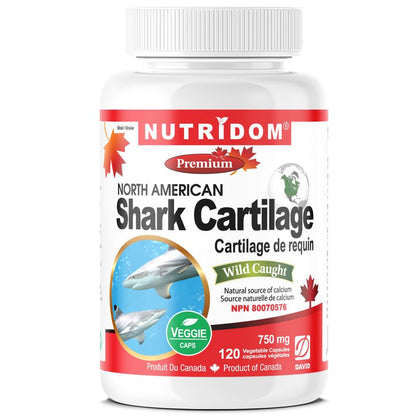 Nutridom North-American Shark Cartilage, 750 mg, 120 Veggie Capsules