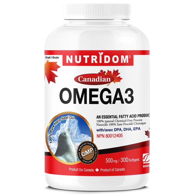 Nutridom Canadian Seal Oil Omega-3, 500mg, EPA, DPA, DHA, 300 Softgels